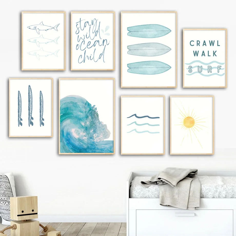 Summer Quotes - Summer Surf Shark Fish Waves Sun