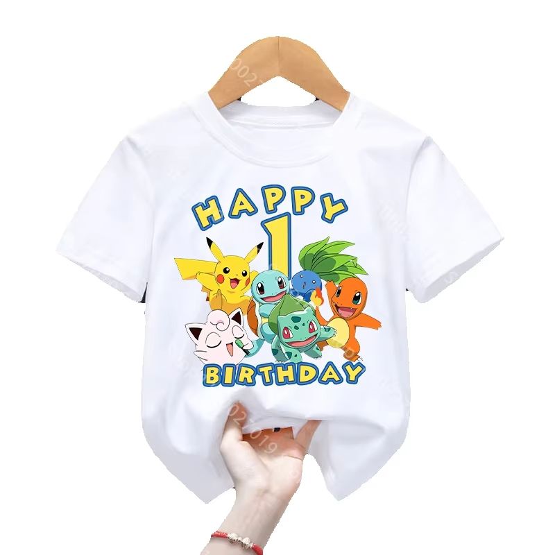 Summer Edition Clothing - Happy Birthday T Shirt Cartoon Pikachus