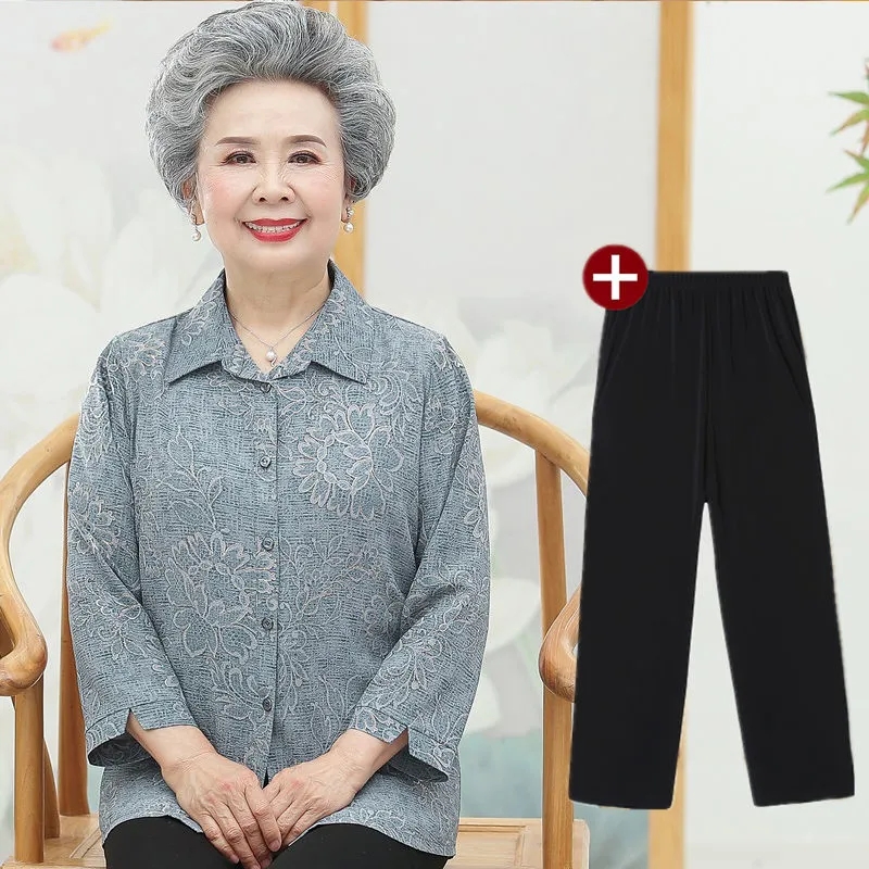 Elderly Grandma Shirts Blouse  - огляд і ціна Summer Clothing Old Money