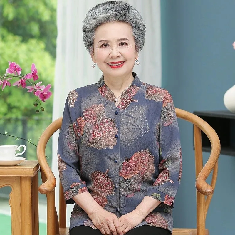 Elderly Grandma Shirts Blouse  - огляд і ціна Summer Clothing Old Money