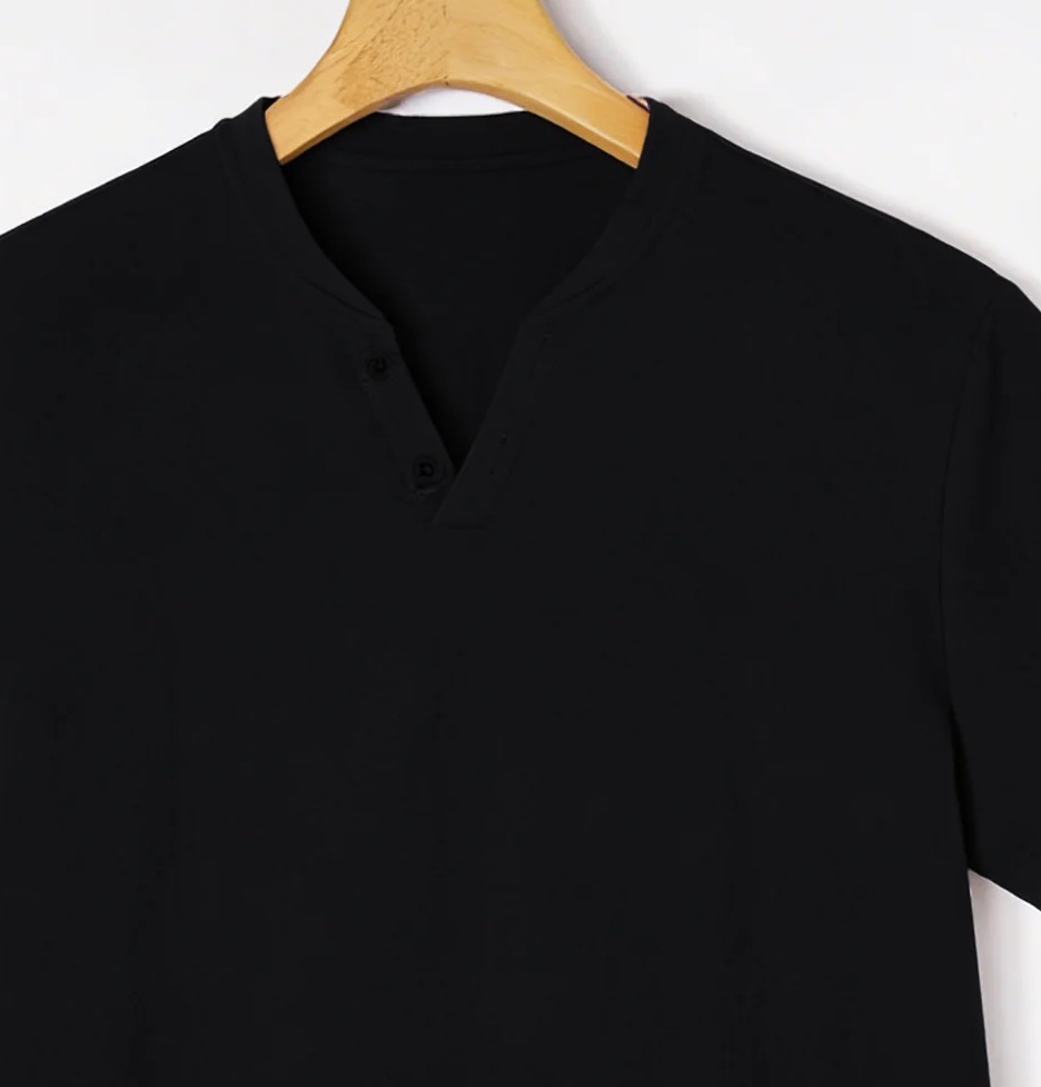Elegant Black Henley Short-Sle - огляд і ціна Summer Clothing Men Linen