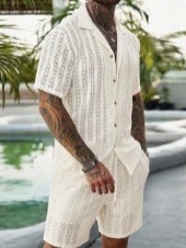 Men Crochet Knit 2 Piece Set L - огляд і ціна Summer Clothing Outfits