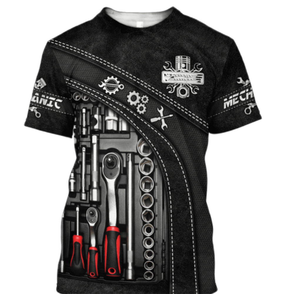 Vintage T-Shirt Mechanic 3D Pr - огляд і ціна Summer Clothing Names