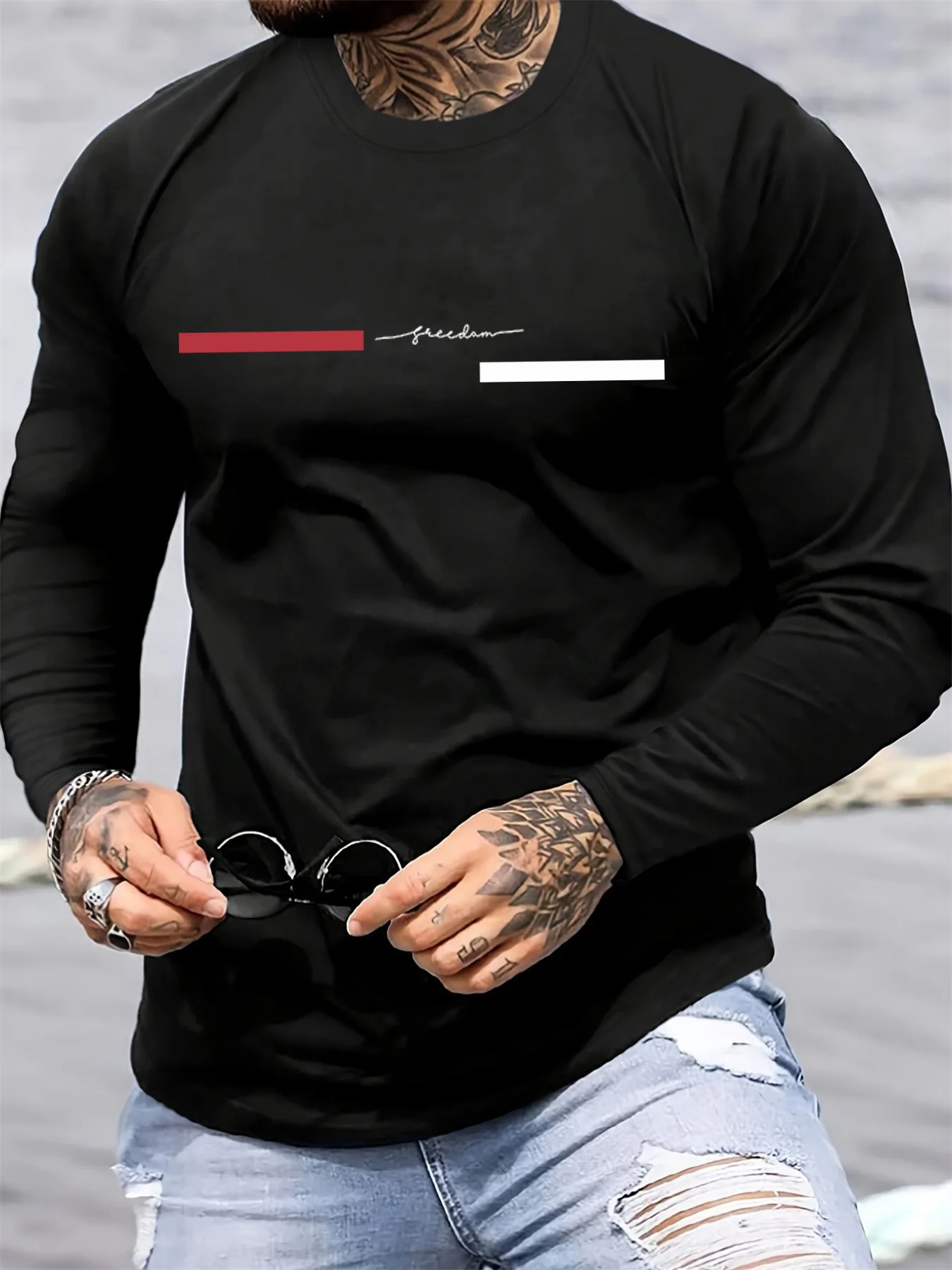 Red black Line men's long slee - огляд і ціна Summer Quotes